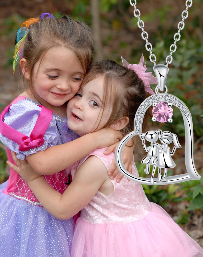 Female Fashion Sisters Heart-shaped Pendant Necklace