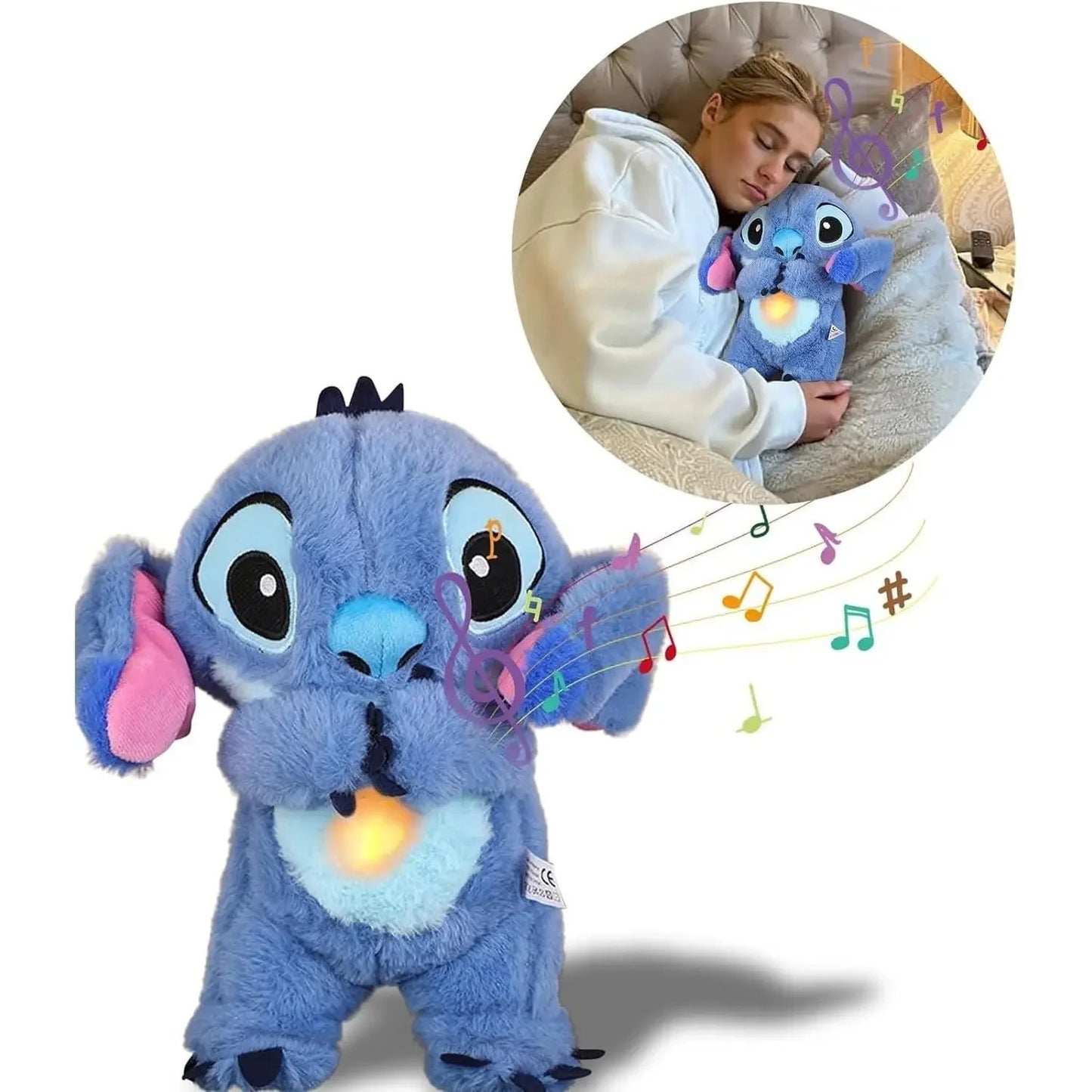 Peluche Stitch qui respire avec berceuse apaisante
