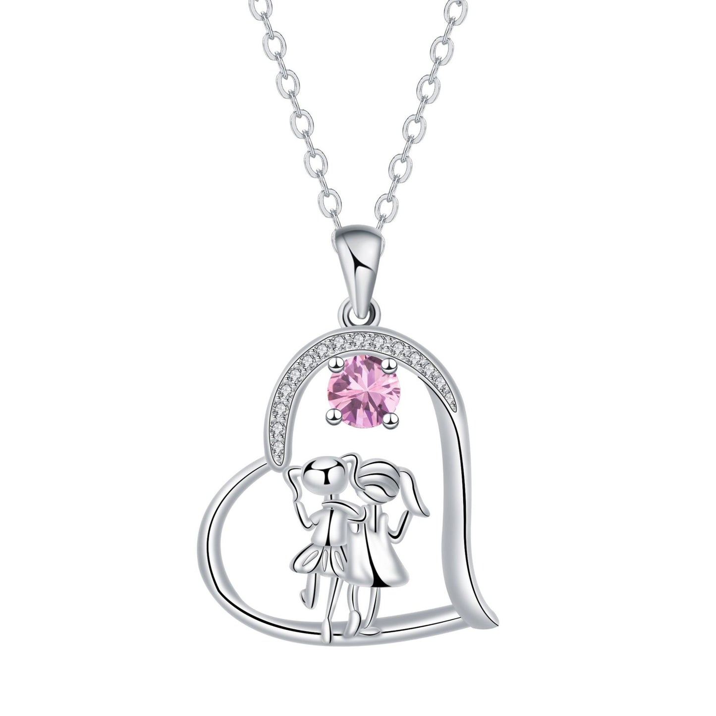 Female Fashion Sisters Heart-shaped Pendant Necklace