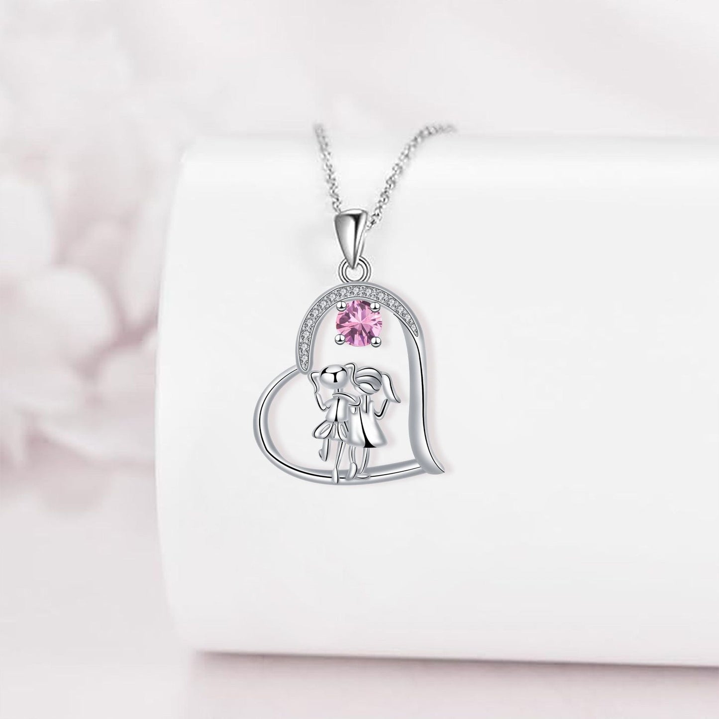 Female Fashion Sisters Heart-shaped Pendant Necklace