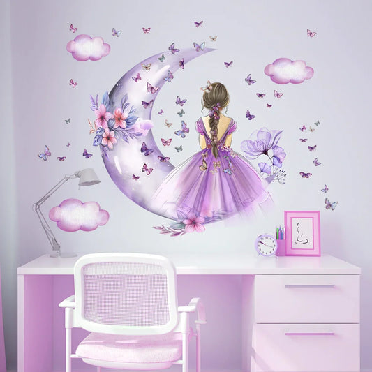 Décoration Murale - PrincesseSticker™- Lune Mauve