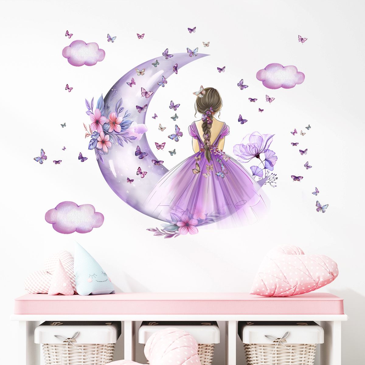 Décoration Murale - PrincesseSticker™- Lune Mauve